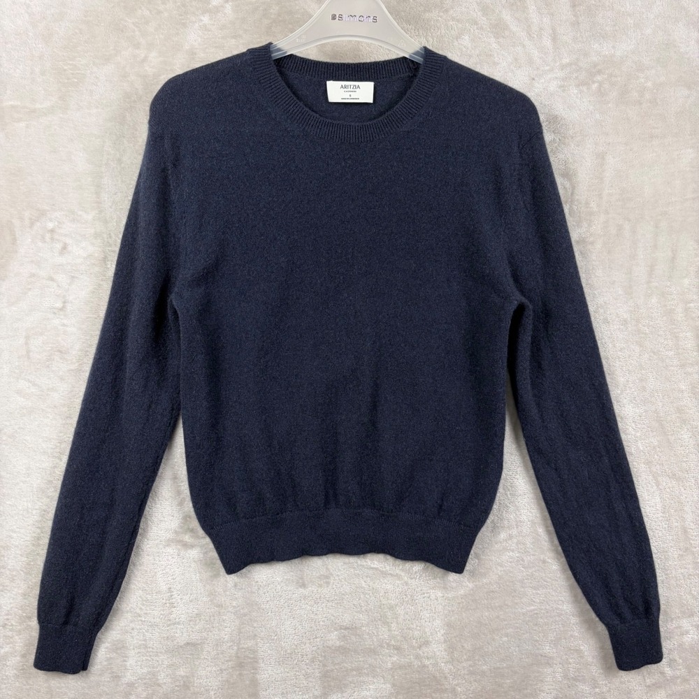 Aritzia Bare Cashmere Bloor Crewneck Sweater Blue Women S Lightweight Classic